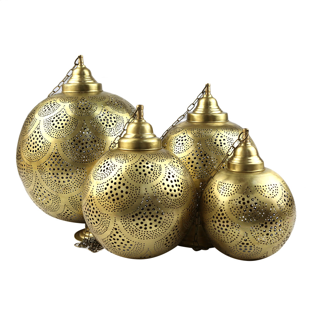 A brass hanging pendant, featuring a polished and elegant design. The pendant&