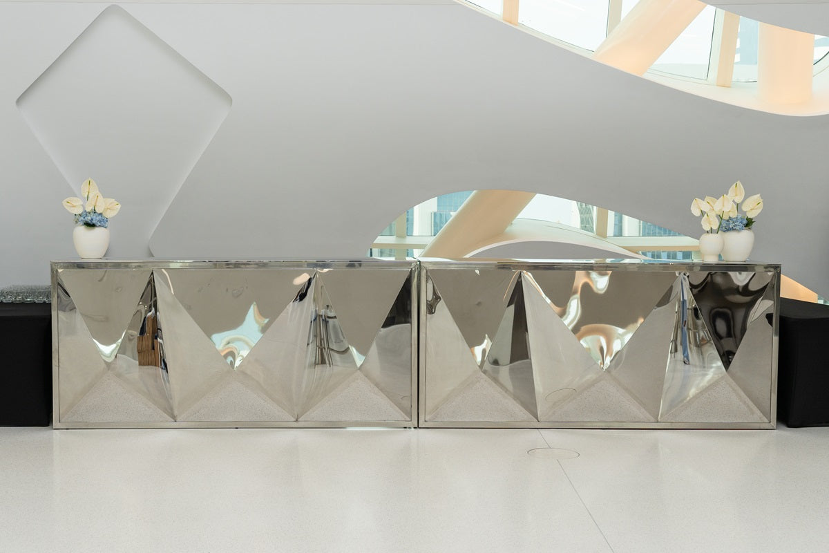 A mirror bar unit, featuring a chic and reflective design. The unit&