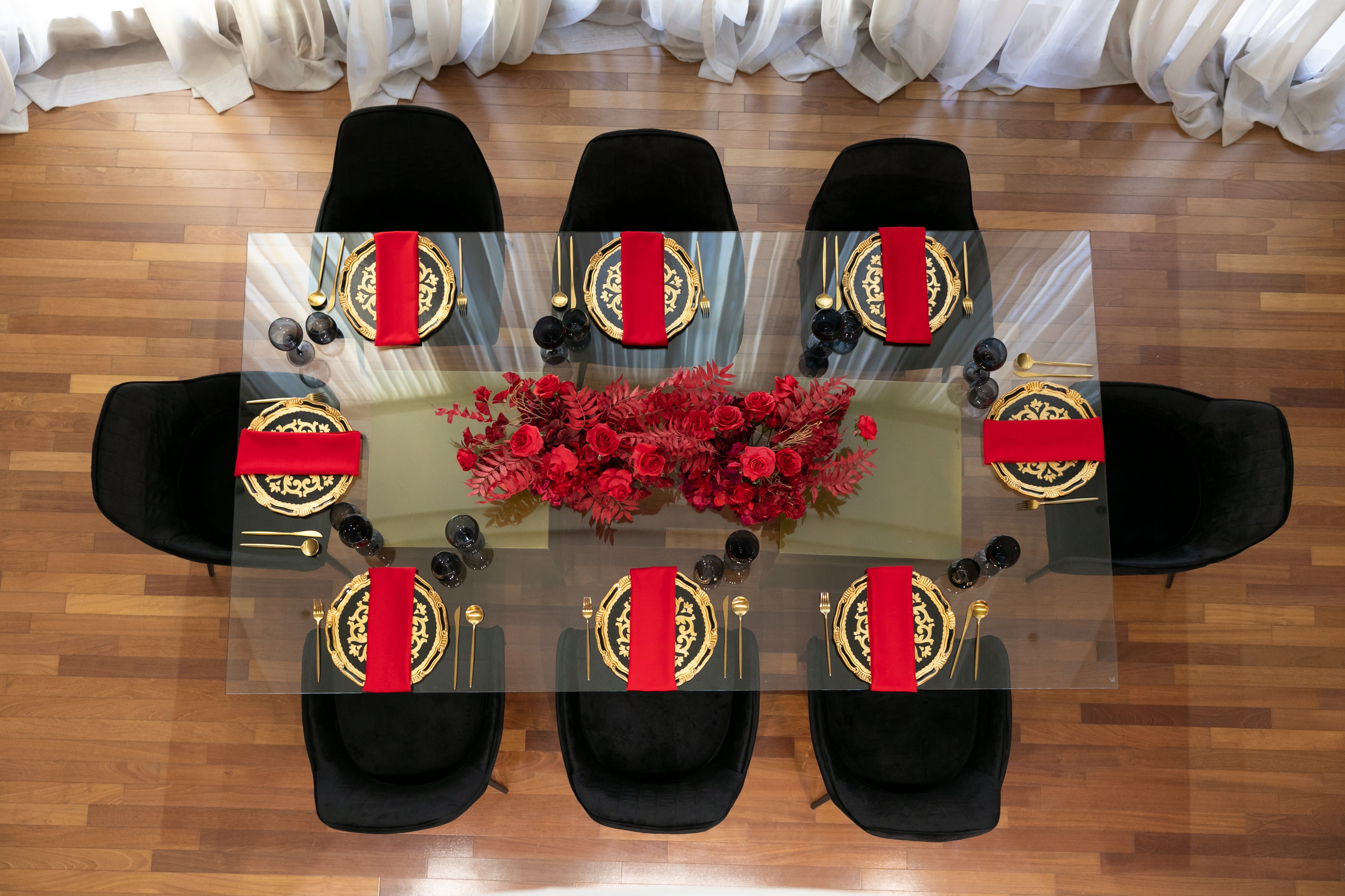 A Black & Gold Collection, featuring a sophisticated and elegant range of items in black and gold. The collection showcases a stylish combination of these classic colors, perfect for adding a touch of luxury and refinement to any event, decor, or occasion.