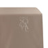 A rectangular satin tablecloth in champagne gold, featuring a rich, shimmering finish. This glamorous tablecloth adds a touch of luxury and sophistication to your dining setting, perfect for upscale events and celebrations.