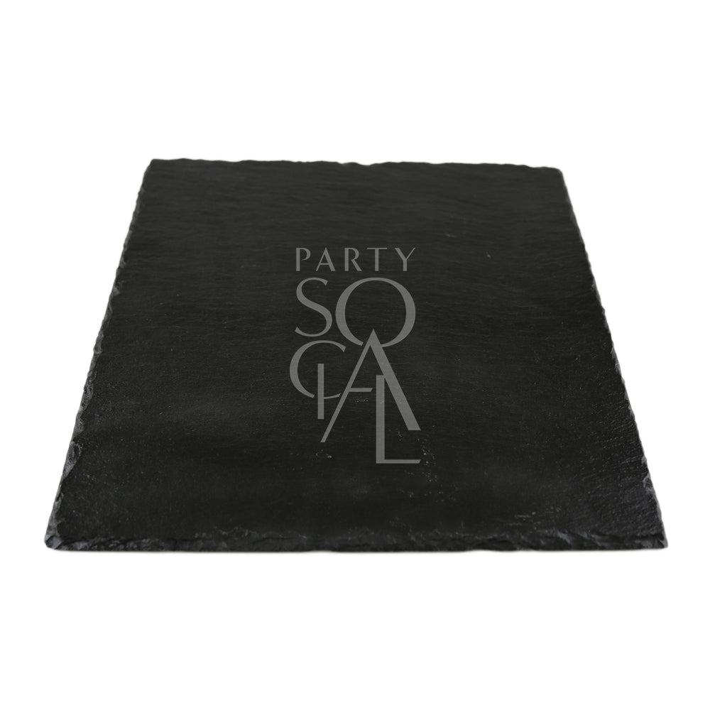 Stylish charger plate in a sleek grey slate finish, ideal for a contemporary and refined table setting.