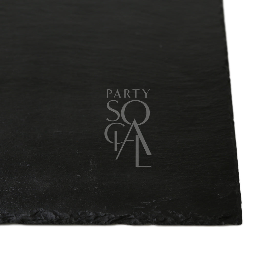 Stylish charger plate in a sleek grey slate finish, ideal for a contemporary and refined table setting.