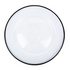 A clear charger plate with a black rim featuring a sleek and modern design. This elegant plate has a transparent surface accented by a bold black rim, adding a contemporary touch to any table setting. Perfect for enhancing the presentation of your tableware at formal dinners, special events, or everyday meals.