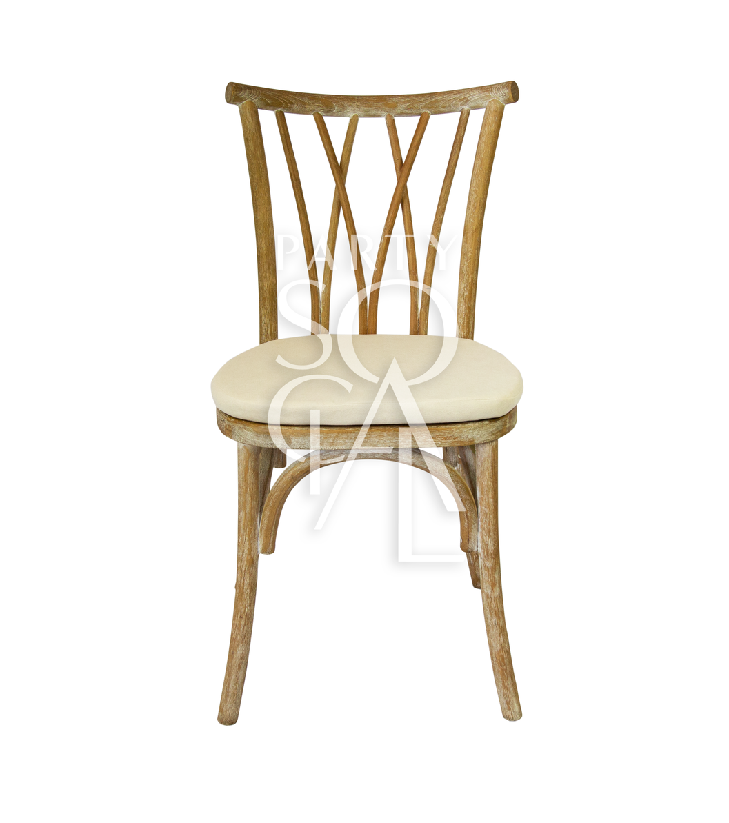 Crisscross chair crafted from oak wood, featuring a distinctive crisscross back design. This chair combines durability with timeless style, showcasing the natural beauty of oak wood. Its elegant and sturdy construction makes it a versatile addition to both traditional and contemporary interiors, suitable for dining areas, offices, or living spaces.