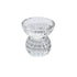 A crystal glass candle holder, featuring a sophisticated design with clear, faceted glass that reflects light beautifully. The elegant crystal material adds a touch of luxury and refinement, making it ideal for enhancing the ambiance of any space. Perfect for use on tables, mantels, or for special occasions.