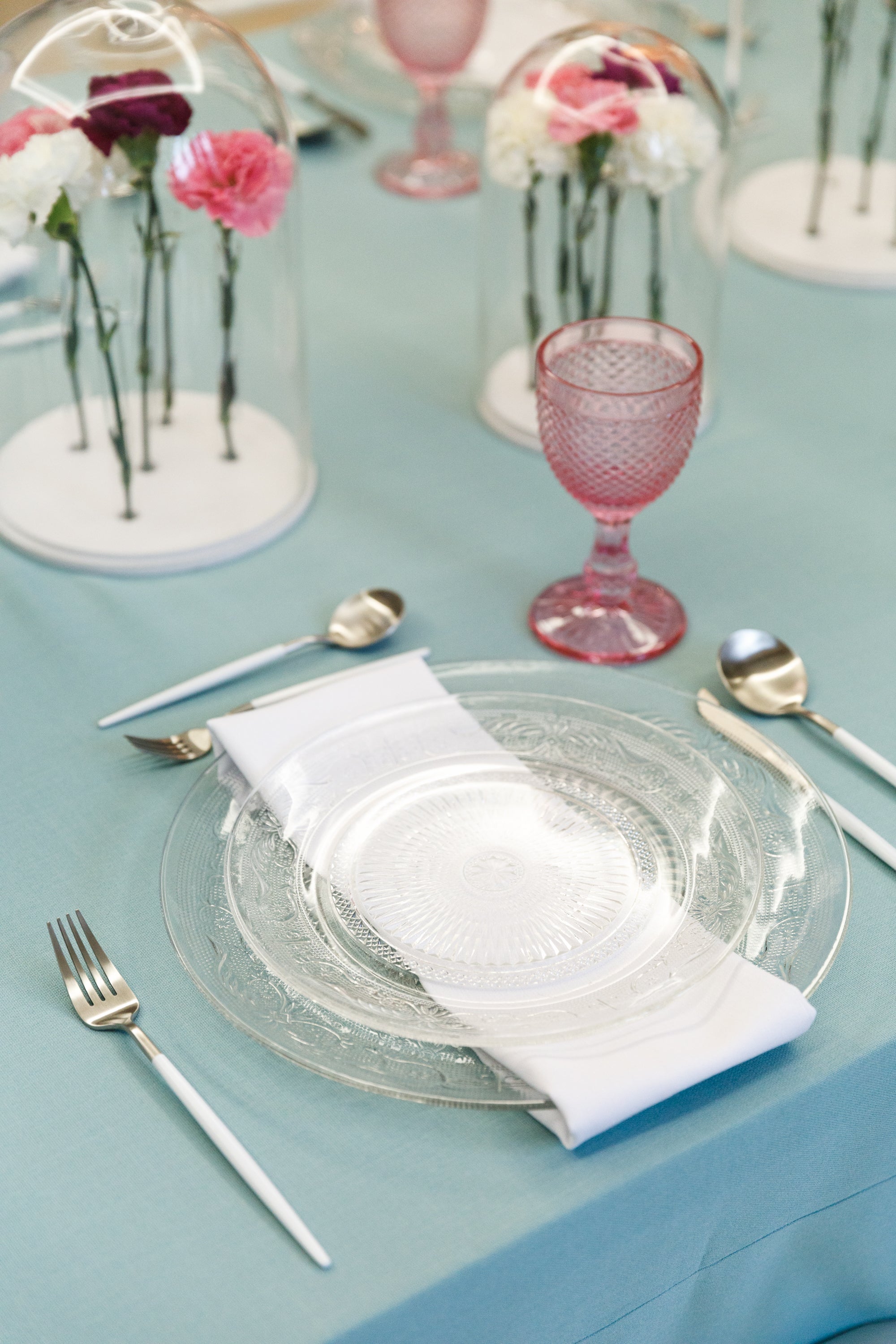 Vintage clear glass plates featuring an elegant and timeless design. These plates have a classic transparent glass surface with intricate vintage patterns, adding a touch of nostalgia and sophistication to any table setting. Ideal for formal dinners, special occasions, or adding a refined detail to everyday meals.