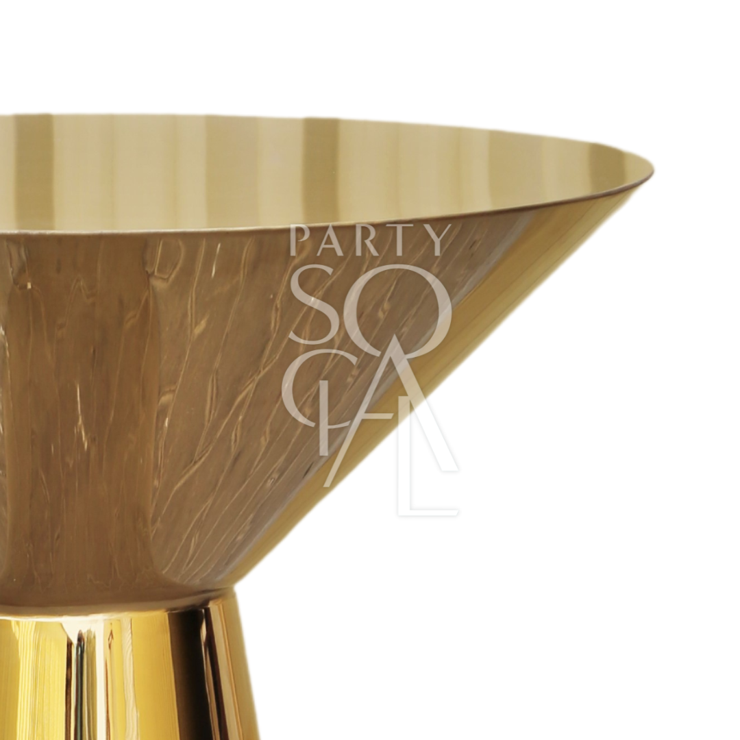 Gold mirror cocktail tables, featuring a luxurious design with reflective gold surfaces. These elegant tables add a touch of sophistication and glamour to any space, making them perfect for enhancing living rooms, lounges, or event areas with a stylish and functional centerpiece.