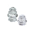 A set of 2 layered glass candle holders, featuring a stylish and elegant design with multiple layers of glass. The holders add a touch of sophistication to any space, perfect for creating a warm and inviting ambiance with candles. Ideal for use in living rooms, dining areas, or for special occasions.