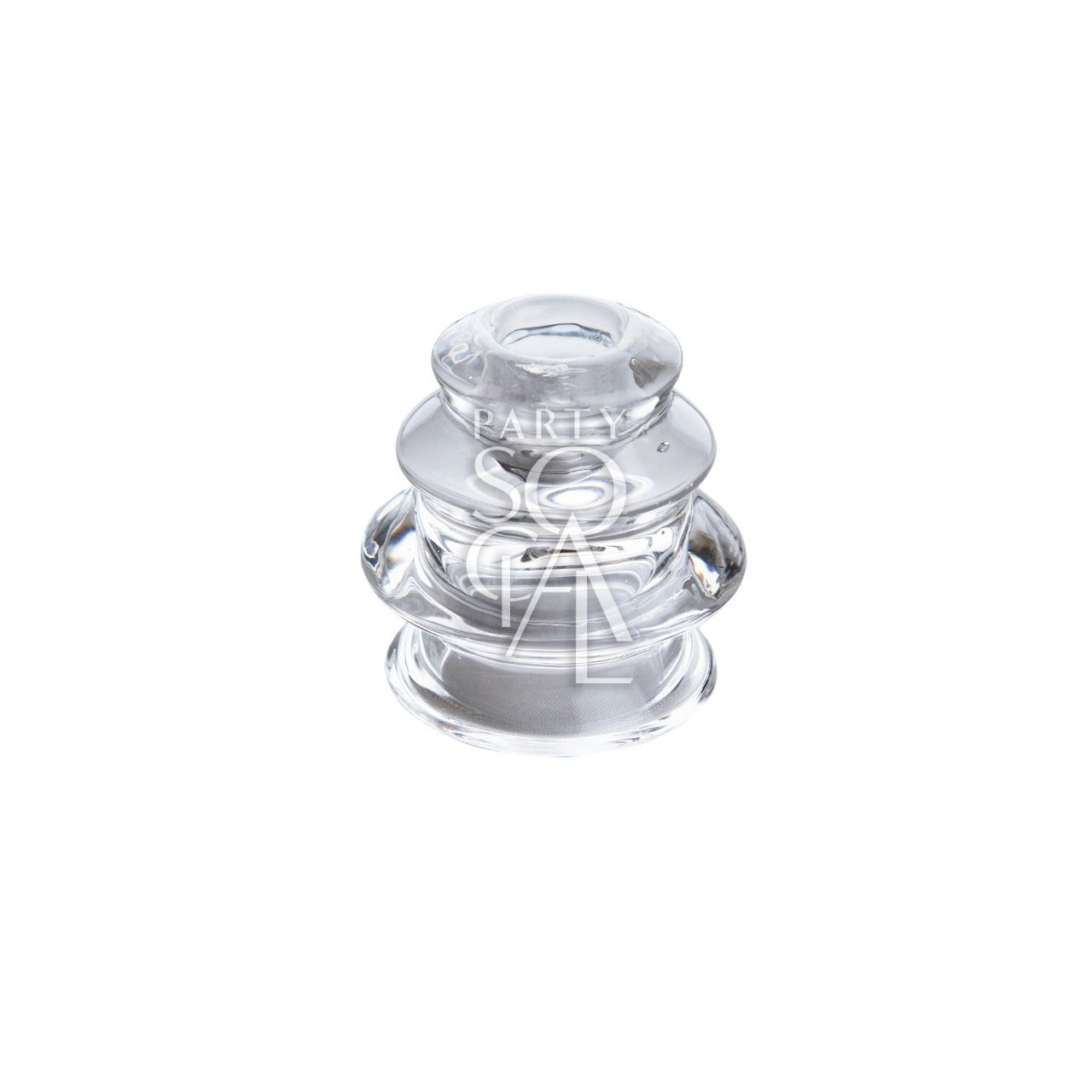 A set of 2 layered glass candle holders, featuring a stylish and elegant design with multiple layers of glass. The holders add a touch of sophistication to any space, perfect for creating a warm and inviting ambiance with candles. Ideal for use in living rooms, dining areas, or for special occasions.