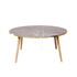 A grey gold-rimmed coffee table featuring a modern and elegant design. This stylish table has a sleek grey surface complemented by a luxurious gold rim, adding a touch of sophistication to any room. Perfect for living rooms, lounges, or offices, it combines functionality with contemporary flair, ideal for displaying decor items or serving drinks and snacks.