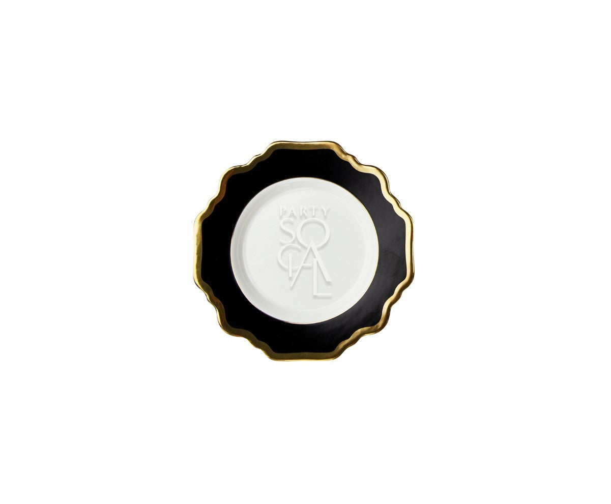Elegant charger plate featuring a lotus flower design with intricate detailing. The plate&