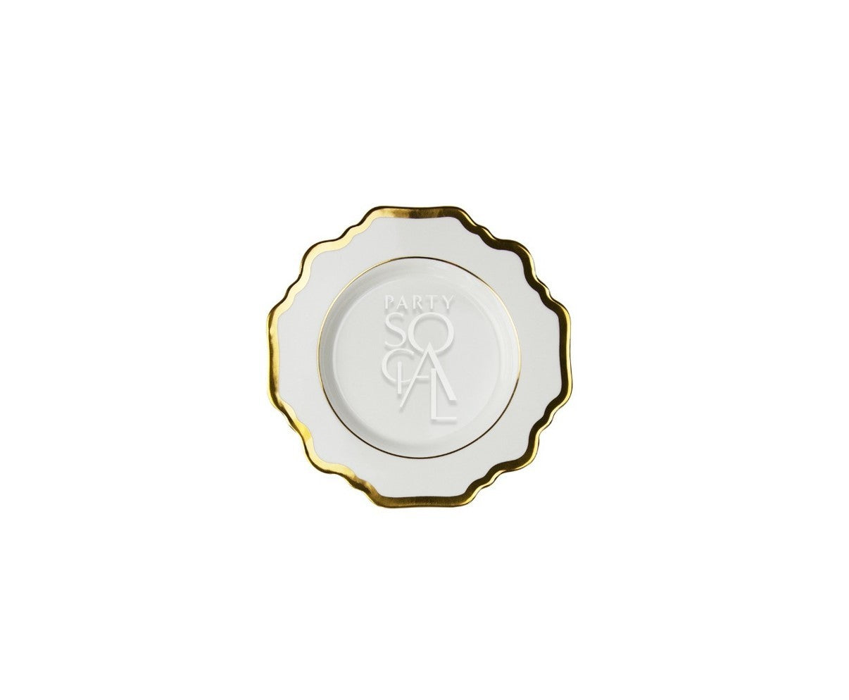 Elegant charger plate featuring a lotus flower design with intricate detailing. The plate&
