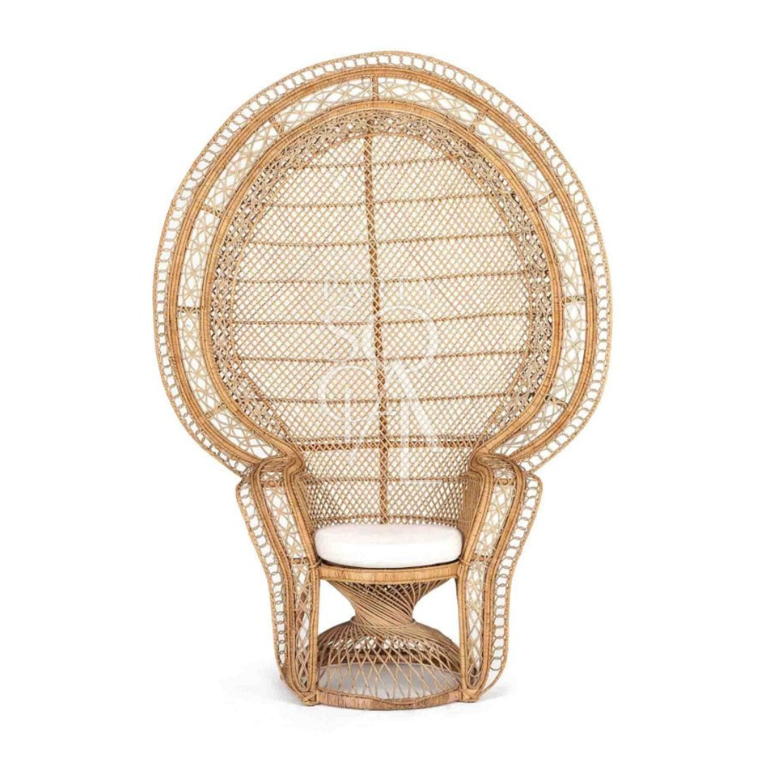Peacock chair featuring a striking and elegant design inspired by the graceful curves of a peacock&