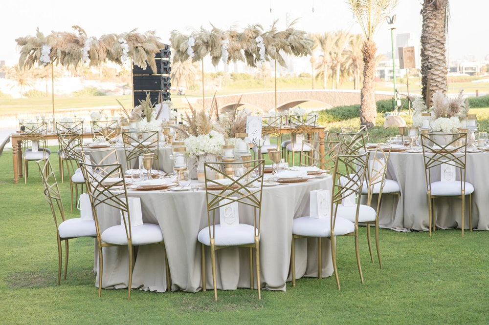 Round banquet tables, providing ample seating and a classic shape for events and gatherings, designed for both comfort and style.