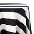 A round tablecloth with small stripes in classic black, featuring a sleek and modern design. This stylish tablecloth adds a touch of sophistication and versatility to your dining setting, perfect for both casual and formal occasions.