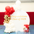 A round wood balloon backdrop in white, featuring a clean and stylish design. The white wood creates a sophisticated and versatile backdrop, ideal for enhancing the decor of events, parties, and photo shoots with a modern and elegant touch.