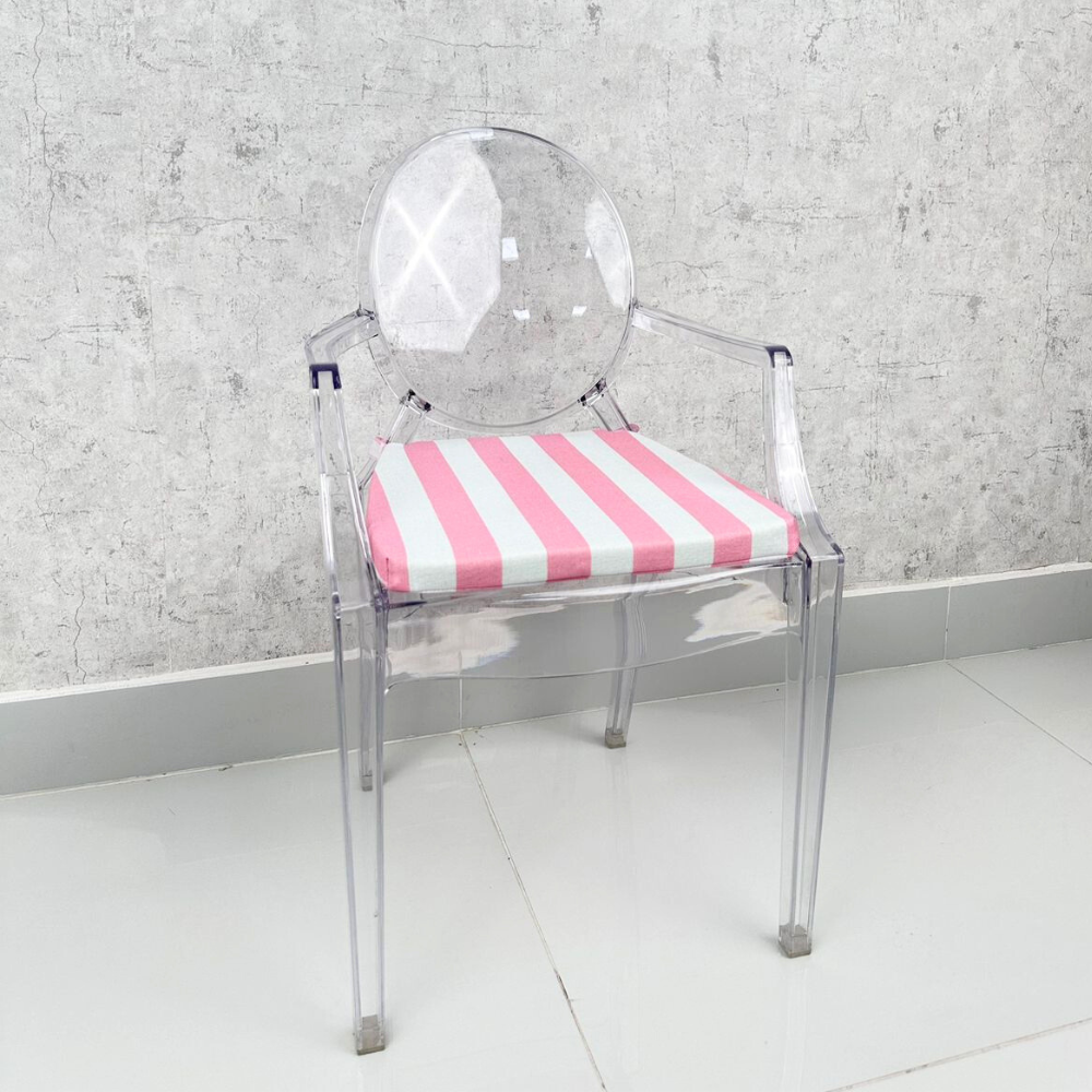 Mini Ghost Chair w/ Pink Stripes Cushion