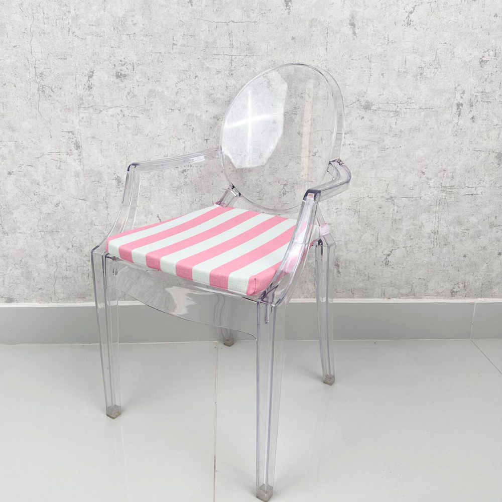 Mini Ghost Chair w/ Pink Stripes Cushion