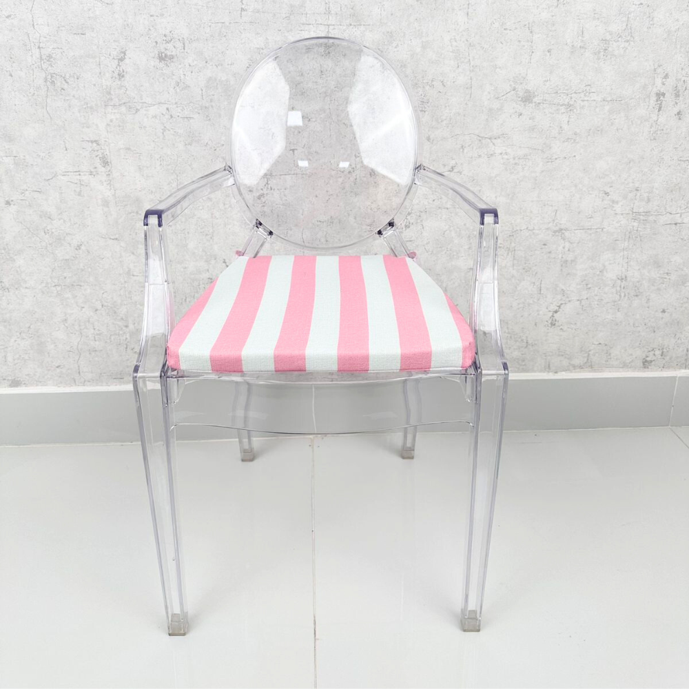 Mini Ghost Chair w/ Pink Stripes Cushion