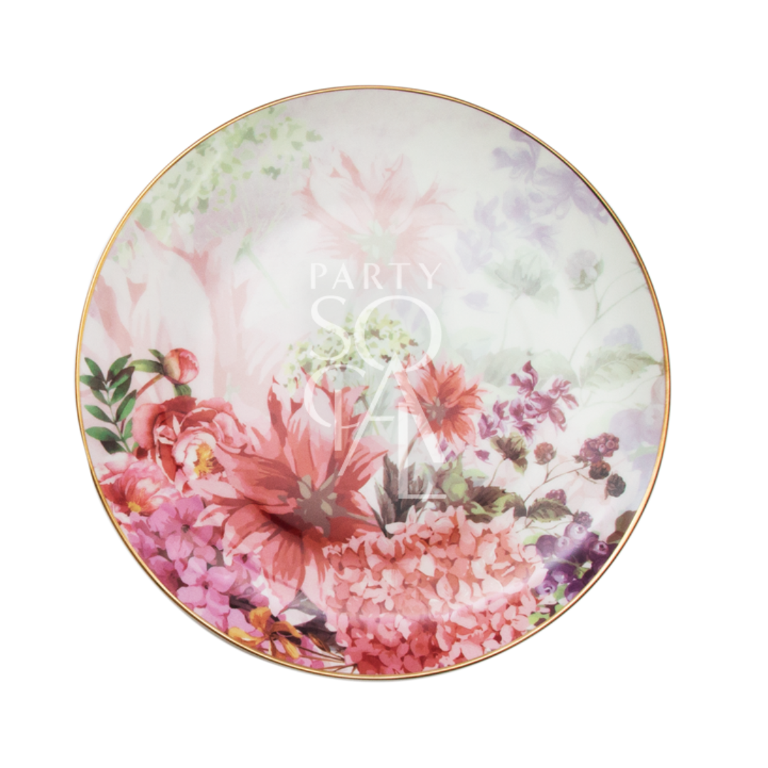 Delicate plates adorned with pink peonies, ideal for adding a floral touch to your table decor.