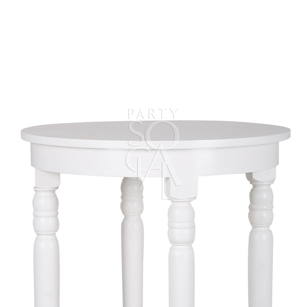 Stylish white wood cocktail table with a clean and classic design, offering a versatile and elegant addition to any living room or entertaining space.
