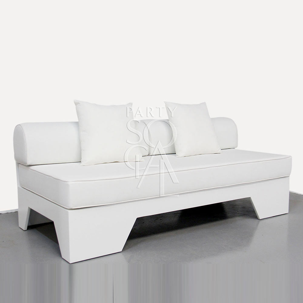 White 3-seater lounge with a modern design featuring soft cushions and clean lines. The lounge offers spacious and comfortable seating, with a minimalist white frame that complements a variety of interior styles.
