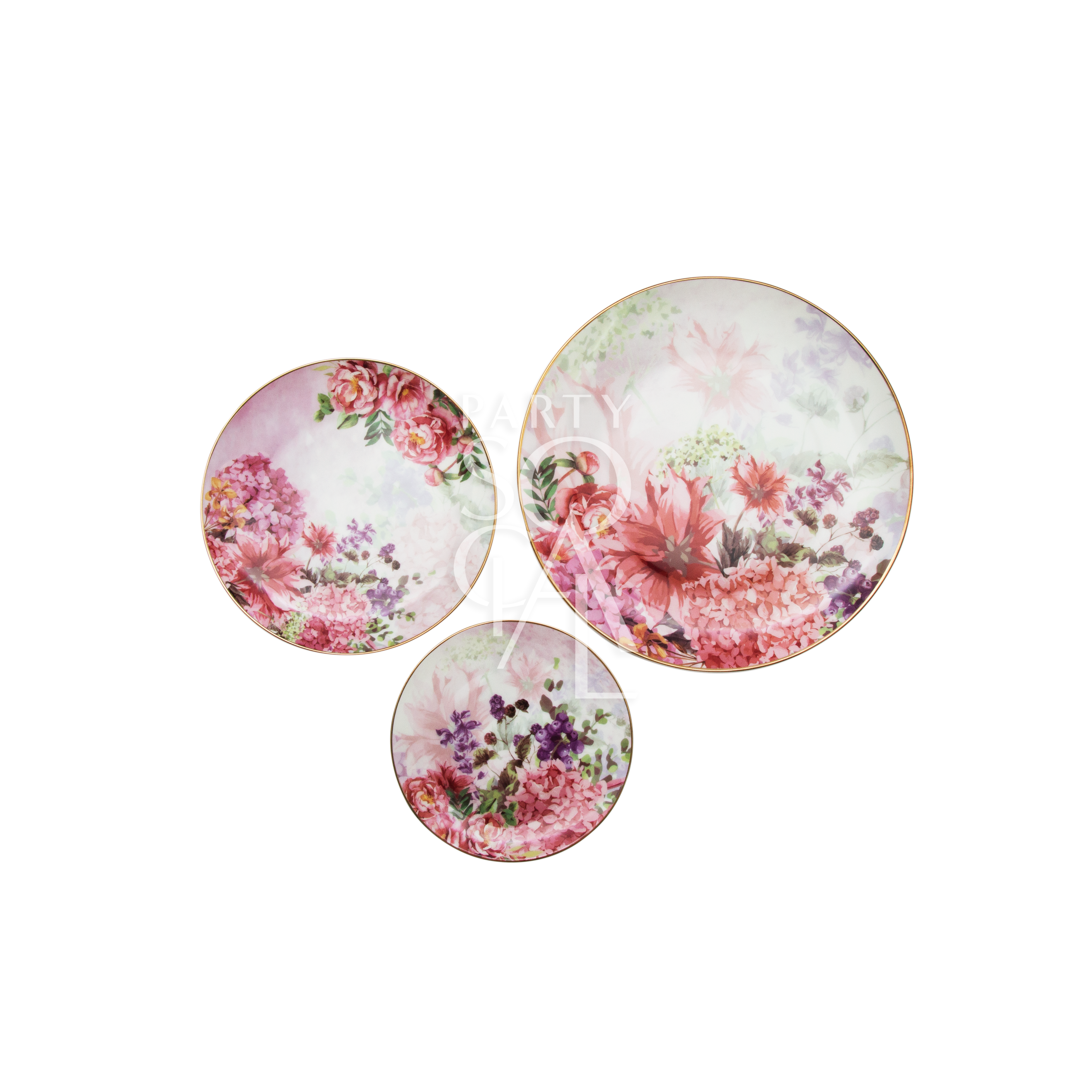 Delicate plates adorned with pink peonies, ideal for adding a floral touch to your table decor.