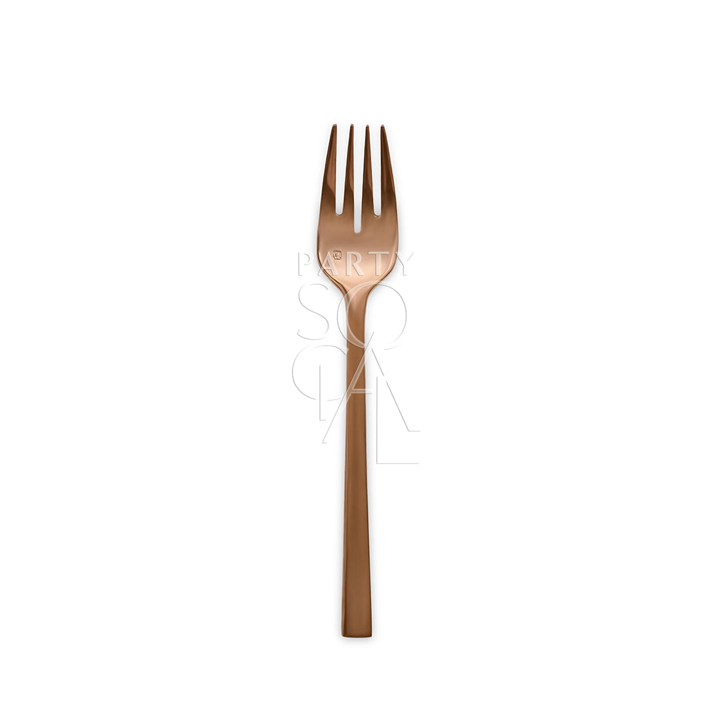 Stylish rose gold cutlery set with a warm, metallic sheen, featuring a modern design that adds a touch of sophistication and elegance to any dining arrangement.