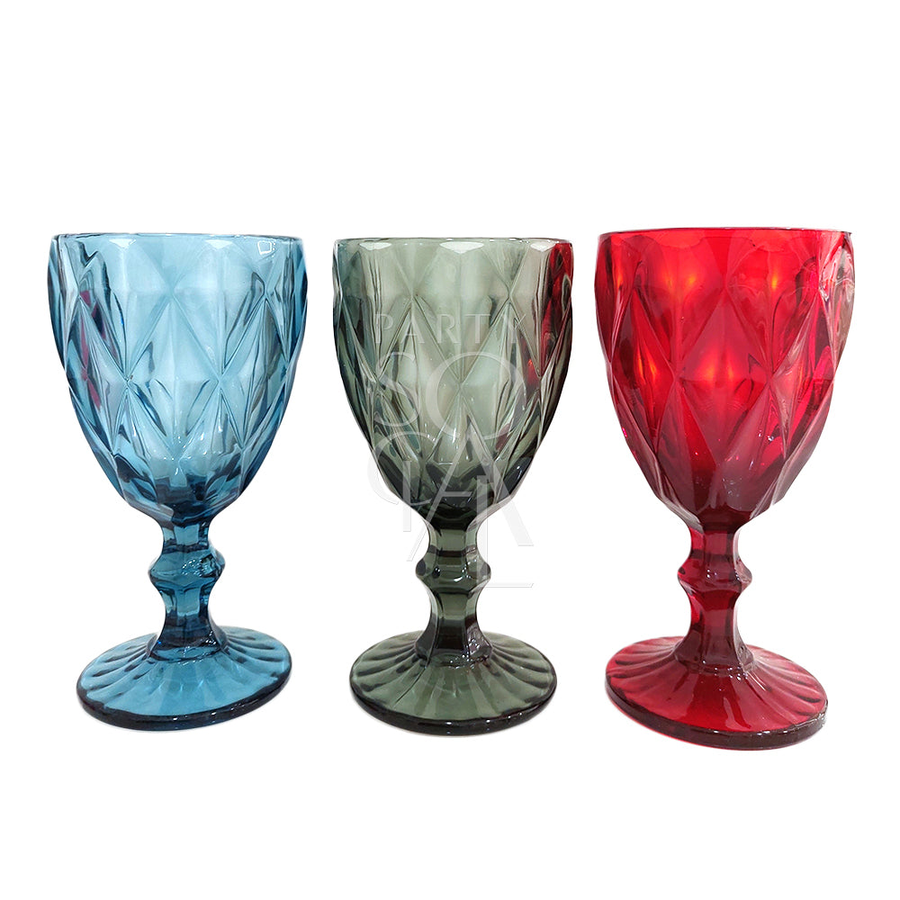 VINTAGE DIAMOND PATTERN GOBLETS