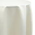 Round satin tablecloth in off white, offering a subtle and soft hue. The off white satin provides a refined and versatile look, ideal for a clean and elegant table setting.