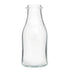 Vintage glass milk bottle with a classic rounded shape and a metal cap. The bottle features a clear, slightly frosted glass with embossed text and a nostalgic, retro design, evoking the charm of old-fashioned milk delivery.