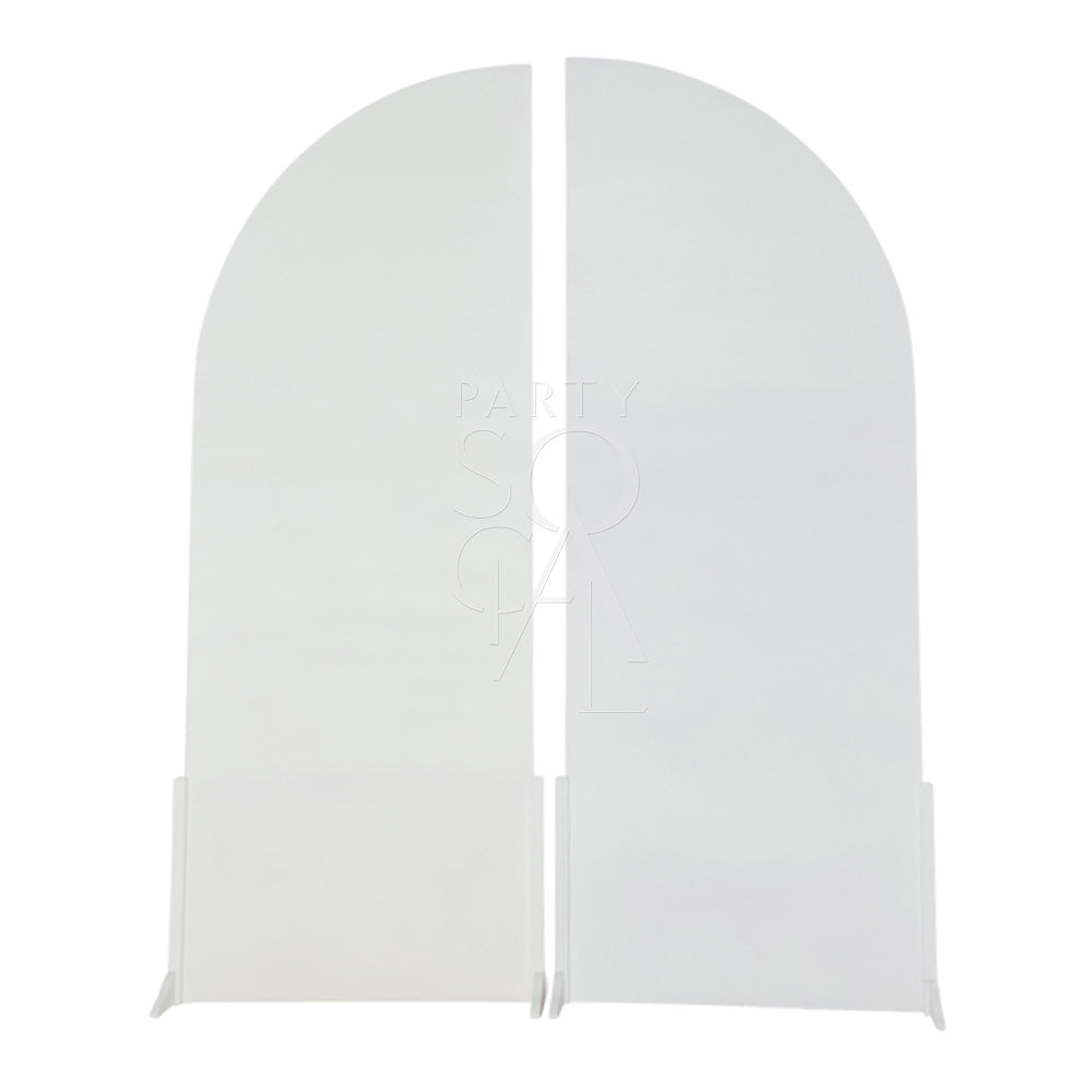 Stylish white wood curved backdrop featuring a smooth, sleek finish with a gracefully arched design. The backdrop’s clean, white surface and elegant curve make it a versatile choice for creating a sophisticated and modern background in photo shoots, events, or interior decor.