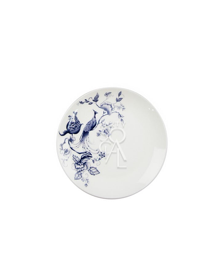 Vibrant plates featuring a detailed blue peacock design, perfect for adding a touch of elegance and color to any dining setting.