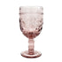 Vintage glass goblet with a Fleur de Lys design, featuring intricate detailing and a classic shape.