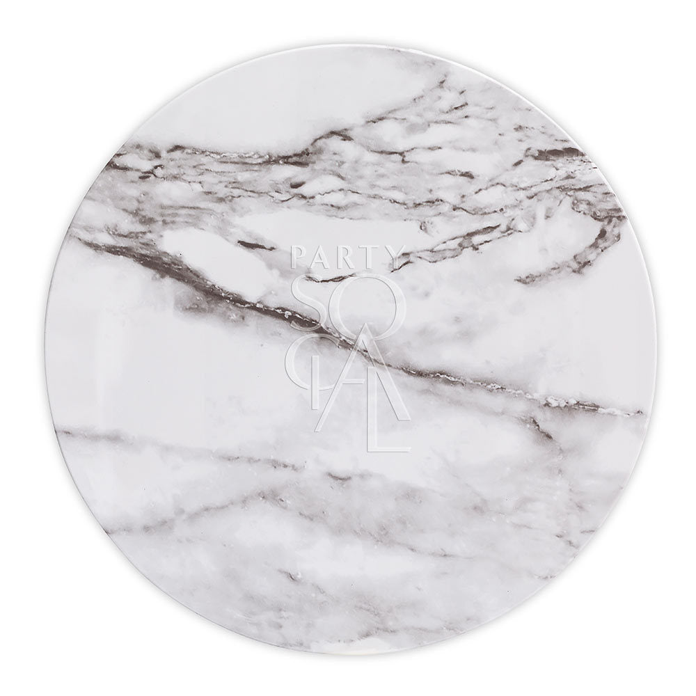Charger plate designed to mimic the look of marble, featuring a smooth, elegant surface with subtle veining, perfect for adding a touch of sophistication to your table setting.