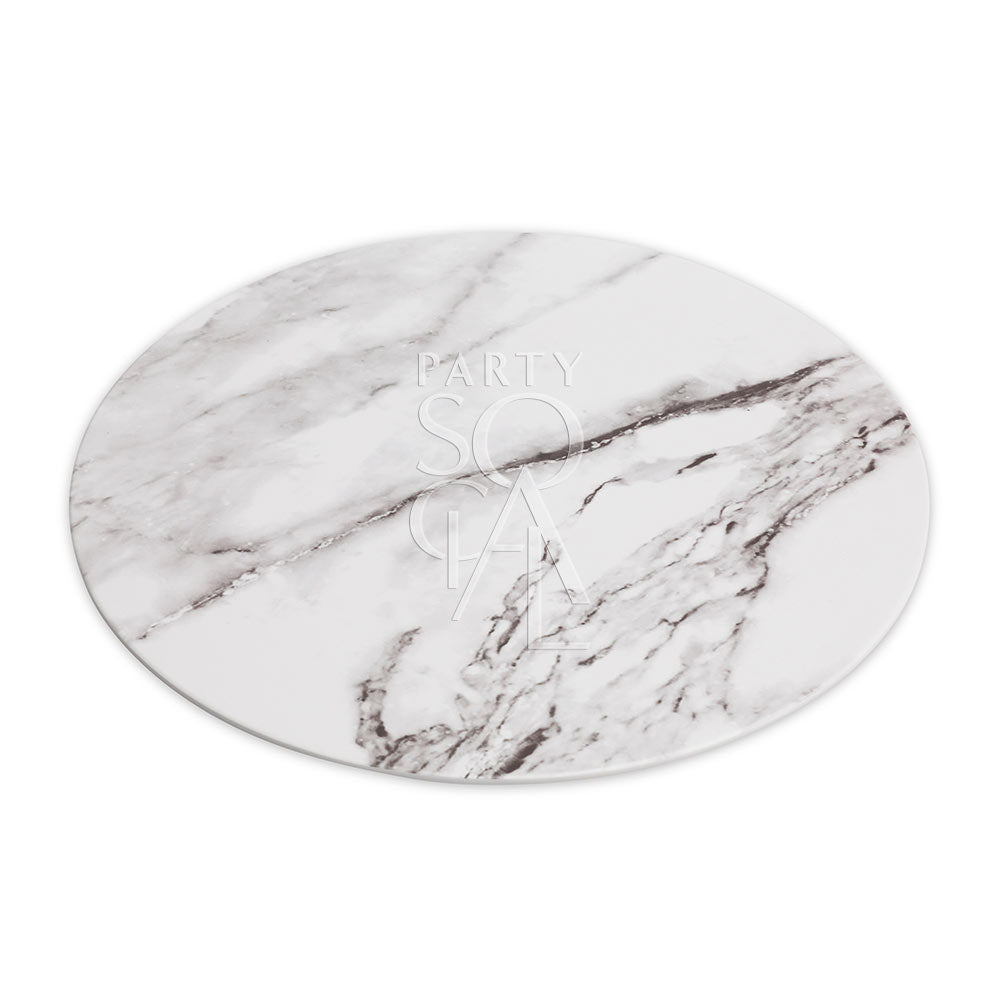 Charger plate designed to mimic the look of marble, featuring a smooth, elegant surface with subtle veining, perfect for adding a touch of sophistication to your table setting.