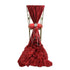 Red sequin chair cover designed for Chameleon chairs, featuring a shimmering sequin fabric that creates a sparkling effect. The cover includes a train extension for added elegance and sophistication, enhancing the visual appeal of the chair.
