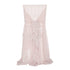 Elegant Chiavari chair cover in a soft blush pink color, featuring delicate ruffled detailing cascading down the back. The luxurious ruffles add a romantic and sophisticated touch, making it perfect for weddings, special events, or upscale gatherings, transforming any chair into a statement piece.