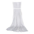 Stylish grey chiffon chair cover with a graceful train for Chiavari chairs. The light grey fabric enhances the chair with a modern, understated elegance.