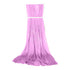 Delicate lilac chiffon chair cover with a train for Chiavari chairs. The soft lilac hue and flowing chiffon create a charming, whimsical look.