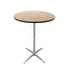 Round cocktail tables, offering a compact and stylish design perfect for standing receptions and casual gatherings, ideal for socializing and drink service.
