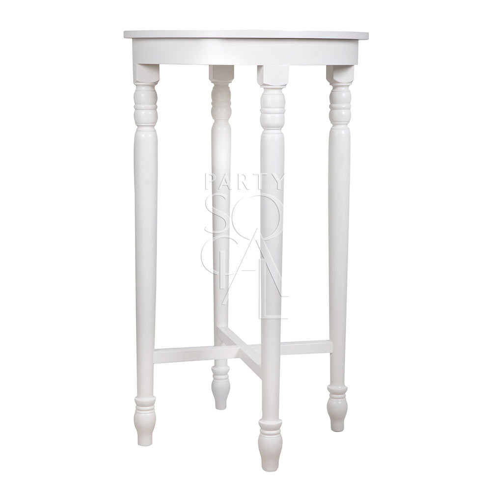 Stylish white wood cocktail table with a clean and classic design, offering a versatile and elegant addition to any living room or entertaining space.