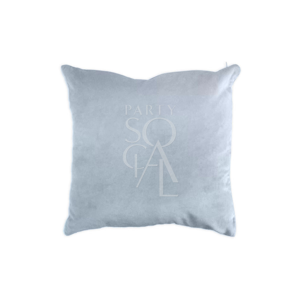 Velvet cushion cover in steel blue, showcasing a cool and contemporary color.