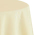 Round linen blend tablecloth in cream, offering a warm and inviting hue. The cream color provides a classic and versatile look, ideal for a cozy and sophisticated table setting.