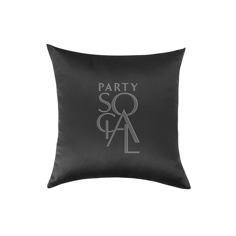 Modern satin cushion cover in a dark grey color, with a sleek and shiny finish. The deep grey shade offers a contemporary and stylish look, perfect for complementing various decor themes.