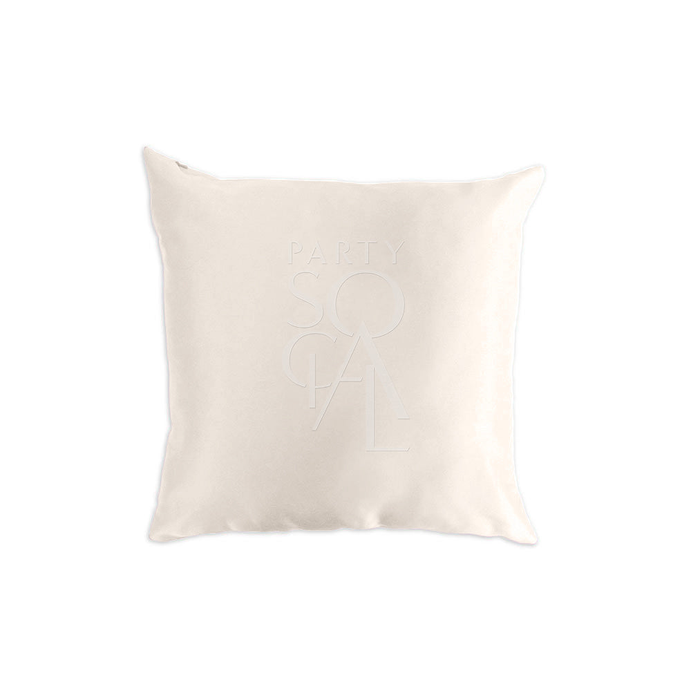 Refined satin cushion cover in a soft cream color, featuring a smooth, elegant texture. The cream hue provides a light and versatile touch, ideal for adding sophistication and calm to any space.