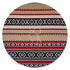 Elegant round tray featuring a traditional Saddu print with intricate geometric patterns in rich, vibrant colors. The tray is designed with a smooth surface and raised edges, making it perfect for serving drinks or displaying decorative items. Its detailed print adds a touch of cultural sophistication to any setting.