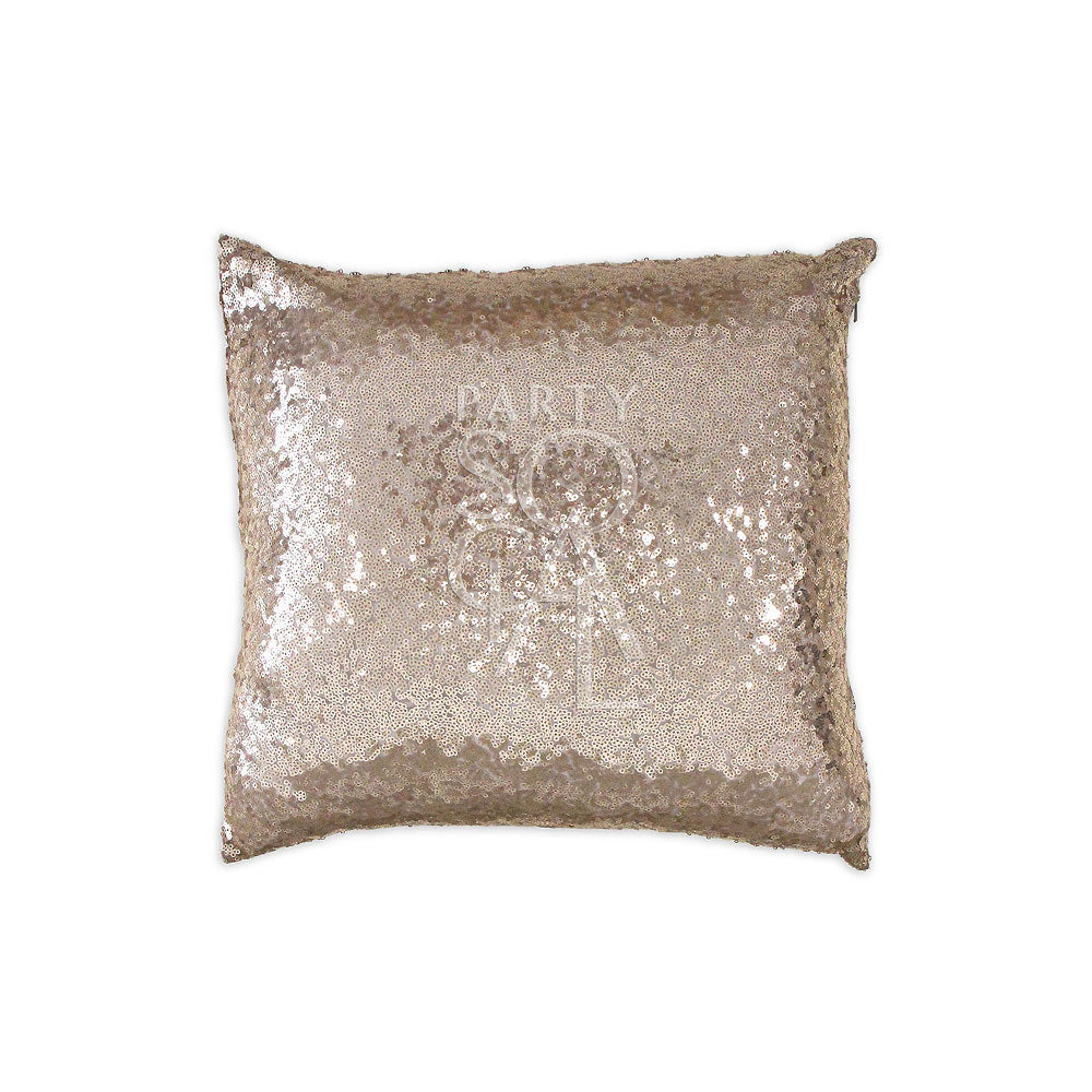 Chic sequin cushion cover in rose gold, featuring a sparkling and radiant finish. The rose gold sequins provide a glamorous and stylish touch, perfect for adding a hint of luxury and elegance to any seating area.