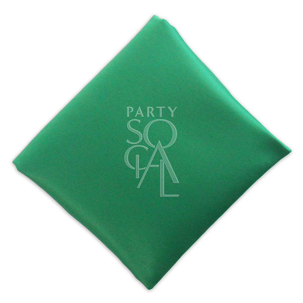 Deep forest green satin napkin, showcasing a rich and earthy tone with a glossy finish. The forest green adds a natural and sophisticated touch, ideal for a rustic or elegant table setting.