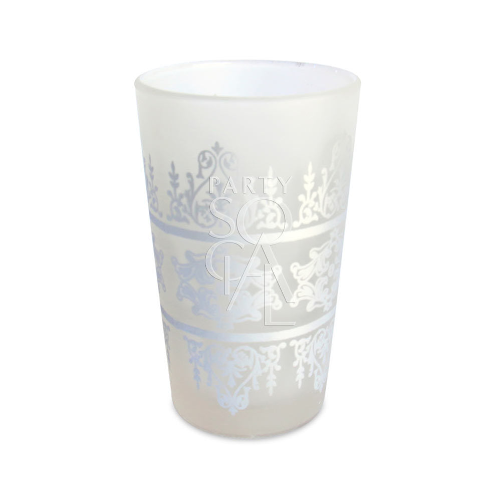Moroccan tea glasses with intricate designs, ideal for traditional tea service.